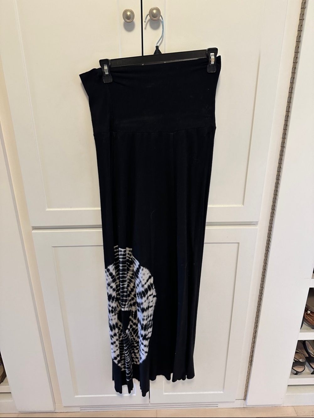 Black Maxi Skirt with Tie-Dye Detail